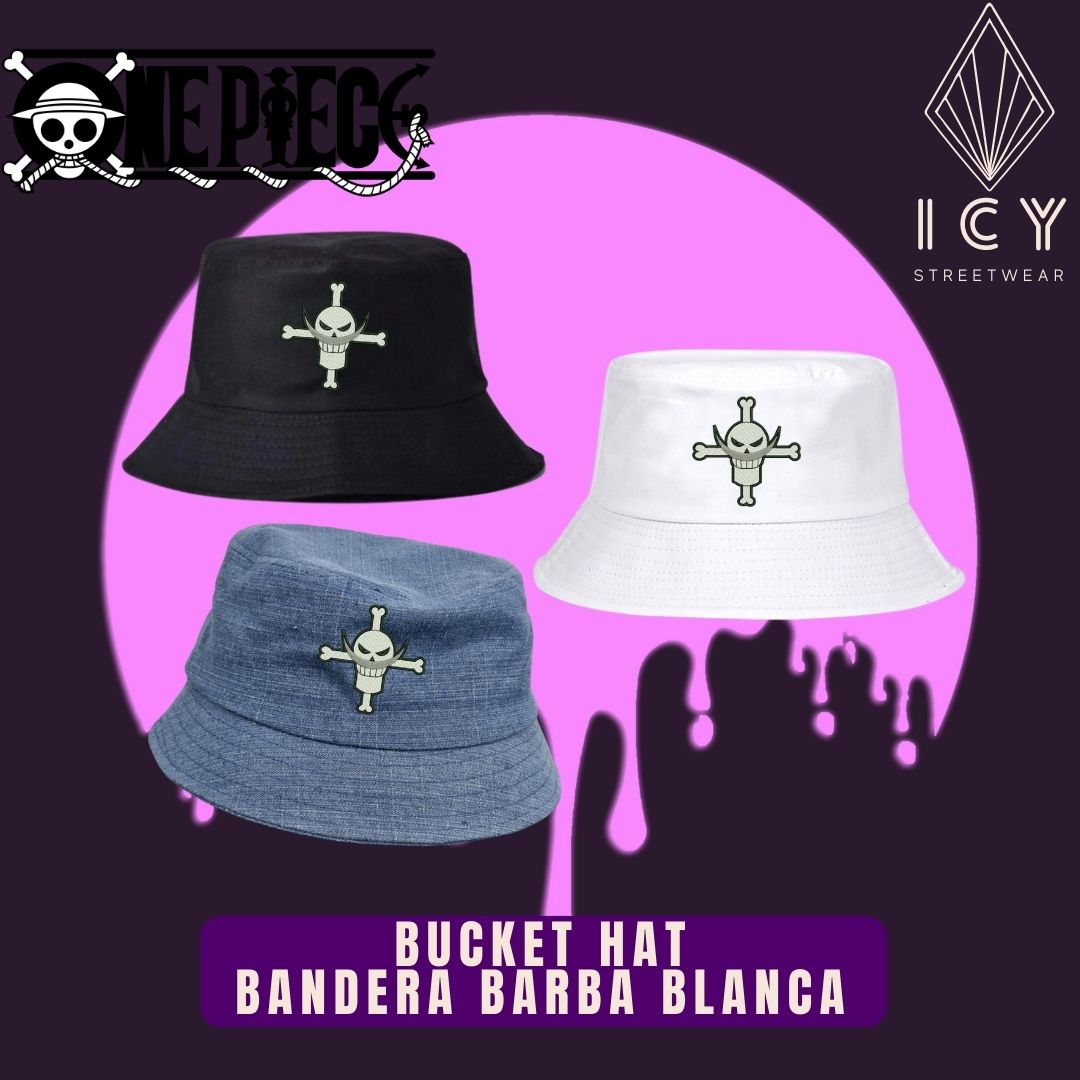 BUCKET HAT BORDADO BANDERA BARBA BLANCA ONE PIECE