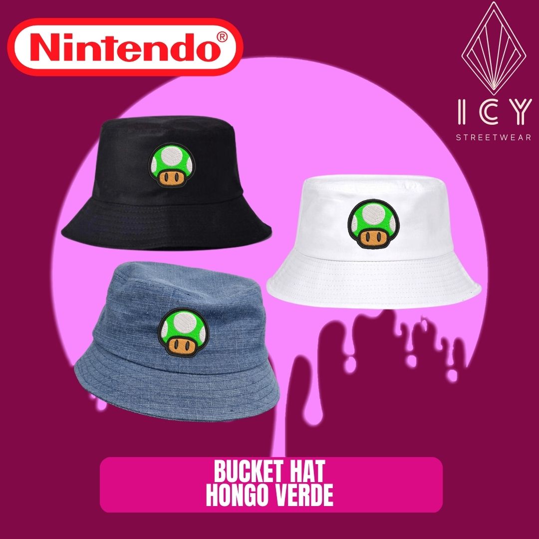 BUCKET HAT BORDADO HONGO VERDE MARIO BROS